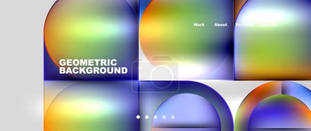 Illustration for Vivid geometric background featuring circles and squares in vibrant colors like electric blue, magenta, and violet. A modern fusion of technology and graphics with a mix of tints and shades - Royalty Free Image