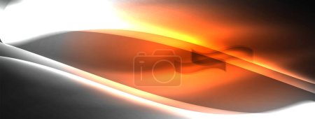 Téléchargez les illustrations : Gros plan d'un faisceau lumineux automobile ambré sur un fond blanc, ressemblant à un cercle fluide avec des nuances d'orange, ressemblant à du gaz chauffant dans le ciel - en licence libre de droit