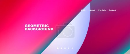 Illustration for A vibrant geometric background with a pink, blue, and purple gradient creating a colorful atmosphere. Shades of purple, violet, and magenta blend in rectangles, triangles, and circles - Royalty Free Image