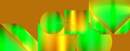 Téléchargez les illustrations : Une image dynamique générée par ordinateur avec un motif géométrique coloré en vert et jaune sur fond brun, avec des éléments de symétrie et des graphiques - en licence libre de droit