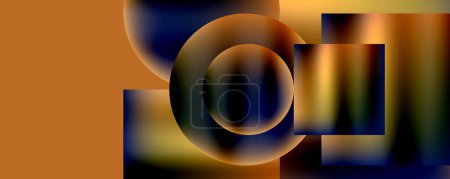 Illustration for A blurred image of a circle and a square in electric blue on a brown background, taken with macro photography. The symmetry of shapes creates an artful composition - Royalty Free Image