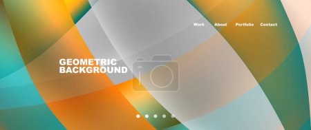 Illustration for The geometric background resembles a colorful balloon, with liquid paint fluidity in shades of orange. The rectangles form a pattern reminiscent of a ceiling design - Royalty Free Image