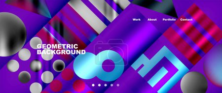Illustration for A purple background with geometric shapes and circles High quality - Royalty Free Image