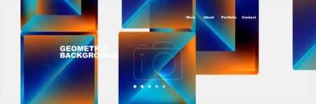 Illustration for A colorful geometric background featuring blue and orange squares on a white backdrop, with hints of azure and electric blue. The design includes rectangles, triangles, symmetry, tints, and shades - Royalty Free Image