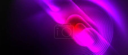 Illustration for A colorful mix of purple, violet, magenta, and electric blue creates a glowing wave against the darkness, captured in a stunning macro photography event - Royalty Free Image