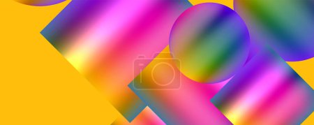 Illustration for An array of colorful objects including purple, pink, and violet hues float in the air against a vibrant yellow background. The electric blue adds a pop of color to the mesmerizing pattern - Royalty Free Image