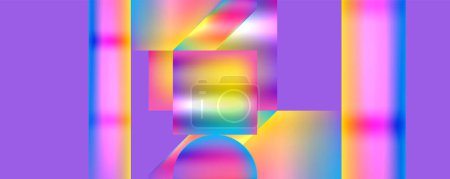 Illustration for A vibrant and colorful abstract background featuring a purple base with a rainbow of colors including violet, magenta, and electric blue. The pattern displays symmetry and various tints and shades - Royalty Free Image