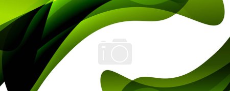 Illustration for A wave of green and black colors resembling a terrestrial plant with petals and fruits, set against a white background, symbolizing natural foods and ingredients - Royalty Free Image