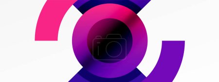 Téléchargez les illustrations : Logo vibrant dans les tons rose et violet sur fond blanc croustillant, avec des motifs astucieux et des accents bleu électrique dans un design circulaire - en licence libre de droit
