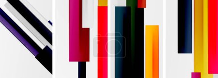 Illustration for A colorful array of pencils, featuring hues like magenta and electric blue, are arranged in a rectangle on a white background, creating a vibrant and artistic pattern - Royalty Free Image
