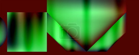 Ilustración de Un fondo rojo con cuadrados verdes y triángulos de alta calidad - Imagen libre de derechos
