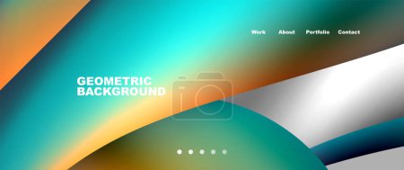 Illustration for An automotive design inspired geometric background with a gradient of colors resembling a liquid effect. The vibrant hues reflect a modern vehicle exterior, with elements like hood, door, and sky - Royalty Free Image