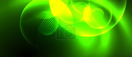Ilustración de Círculos verdes y amarillos vibrantes brillan sobre un fondo oscuro, creando un patrón colorido que se asemeja a la iluminación automotriz. Los tonos azules eléctricos añaden un toque cautivador al ingenioso diseño - Imagen libre de derechos