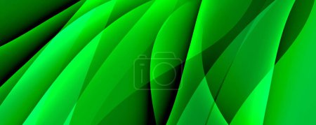 Ilustración de Un primer plano de una vibrante hoja verde que muestra patrones intrincados y simetría contra un fondo verde exuberante, que se asemeja a tintes y tonos azules eléctricos. - Imagen libre de derechos