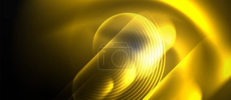 Ilustración de Fotografía macro mostrando un primer plano de un vibrante patrón de remolino amarillo que se asemeja a un pétalo sobre un fondo negro, creando un contraste llamativo con la planta terrestre y el entorno de hierba. - Imagen libre de derechos