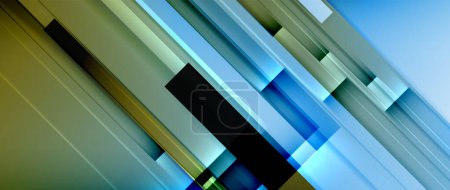 Illustration for A blurred image of a building with a mix of wood, metal, and glass facade against an electric blue sky. Windows and flooring details are visible in the image - Royalty Free Image