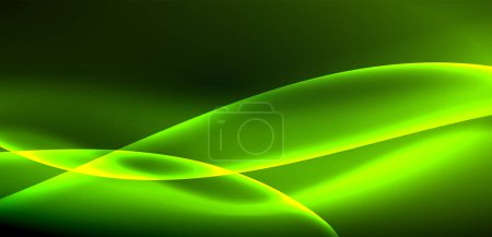 Ilustración de La fotografía macro captura el intrincado patrón de una ola verde y amarilla sobre un fondo negro, que se asemeja a una planta terrestre. Los tonos y tonos vibrantes crean una pieza de arte fascinante - Imagen libre de derechos