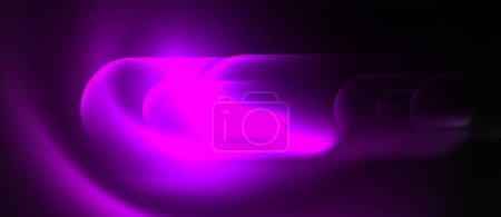 Téléchargez les illustrations : Une lumière violette éclatante illumine le fond sombre, créant une teinte bleue électrique. Le contraste entre les couleurs forme un cercle d "énergie captivant - en licence libre de droit