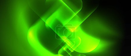 Ilustración de El color azul eléctrico de la luz verde que brilla sobre el fondo negro se asemeja a una fotografía macro de una planta terrestre en el agua, creando un patrón fascinante - Imagen libre de derechos