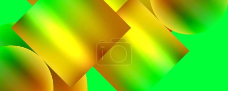 Illustration for Vibrant and colorful image featuring green background with yellow and green squares, showcasing the beauty of plant life through petals, grass, trees, and macro photography - Royalty Free Image