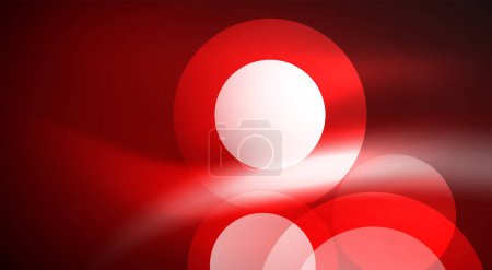 Téléchargez les illustrations : Un cercle rouge sur fond blanc symbolise le gaz carmin sur un objet astronomique. Le motif pouvait être vu à travers la macro photographie dans l'obscurité, ressemblant à un événement d'éclairage automobile - en licence libre de droit