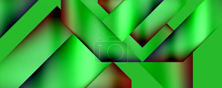 Ilustración de Una imagen generada por computadora que muestra un patrón geométrico colorido y simétrico de triángulos y rectángulos verdes y rojos sobre un fondo verde, que muestra artes creativas y tintes vibrantes - Imagen libre de derechos