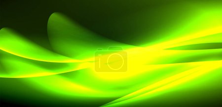 Illustration for A green and yellow wave on a black background High quality - Royalty Free Image