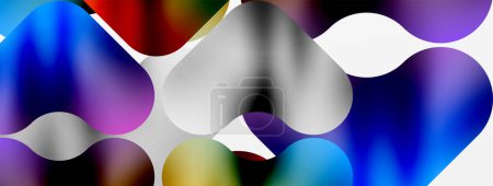 Ilustración de Una hermosa exhibición de globos de colores en azul eléctrico, magenta y otros colores vibrantes flota simétricamente sobre un fondo blanco, creando una cautivadora pieza de arte para cualquier evento. - Imagen libre de derechos