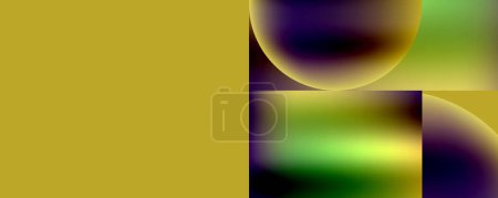 Téléchargez les illustrations : Des couleurs vibrantes comme le jaune, le violet et le vert se fondent dans une image abstraite générée par ordinateur. Le motif comprend des cercles et des formes liquides, créant une ambiance électrique et artistique - en licence libre de droit