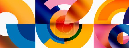 Ilustración de Una vibrante muestra de colorido y arte, con una variedad de círculos de colores sobre un fondo blanco. La simetría y los patrones creados por los círculos forman una pantalla visual llamativa - Imagen libre de derechos