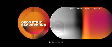Illustration for A visually striking geometric background featuring circles and ovals in amber hues on a sleek black backdrop, reminiscent of automotive lighting and electronic display devices - Royalty Free Image