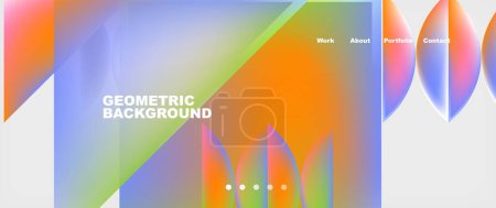 A colorful geometric background featuring a rainbow of colors such as electric blue, orange, and magenta. The pattern is symmetrical and composed of rectangles, creating a vibrant and lively design