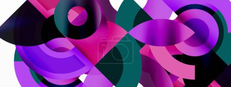 Téléchargez les illustrations : Coloris de formes violettes et roses pétales sur fond blanc crée une œuvre d'art dynamique. Violet, magenta, teintes et nuances se fondent dans un motif géométrique - en licence libre de droit