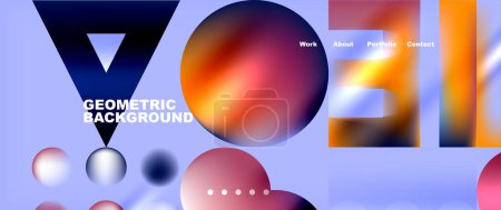 Illustration for A geometric background featuring a triangle, circle, and sphere in electric blue. This design incorporates colorfulness, material properties, and elements of science and technology - Royalty Free Image