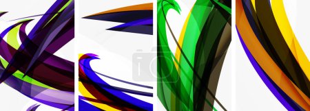 Illustration for A collage of four different colored swirls on a white background High quality - Royalty Free Image