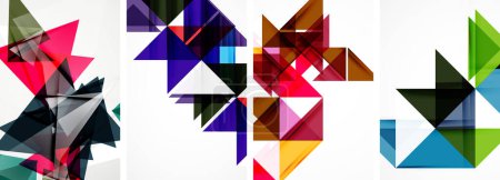 Téléchargez les illustrations : Le produit propose un thème artistique créatif avec un collage de motifs violets, magenta et triangulaires sur fond blanc, mettant en valeur la symétrie et le design artistique. - en licence libre de droit