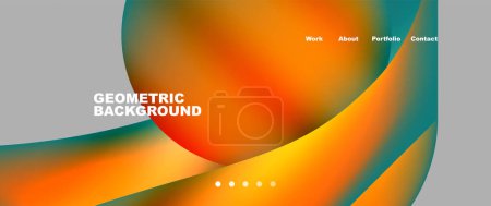 Illustration for A vibrant geometric background featuring colorful orange and green circles on a sleek gray backdrop. The bold colors add warmth and energy to the design, reminiscent of amber tones found in nature - Royalty Free Image