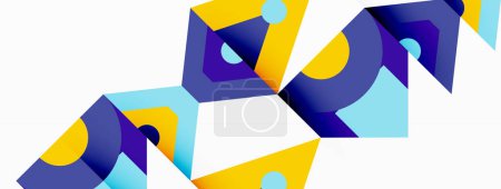 Téléchargez les illustrations : Un mélange de rectangle, triangle, et les arts créatifs se réunissent pour former un motif géométrique de bleu électrique, jaune et violet sur un fond blanc, ressemblant à un jouet éducatif - en licence libre de droit