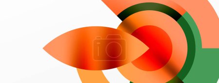 Téléchargez les illustrations : Une œuvre d'art en gros plan avec un pétale orange à l'intérieur d'un cercle vert sur un fond blanc. Les teintes vibrantes et les nuances créent un motif frappant ressemblant à un ornement en verre lors d'un événement carmin - en licence libre de droit
