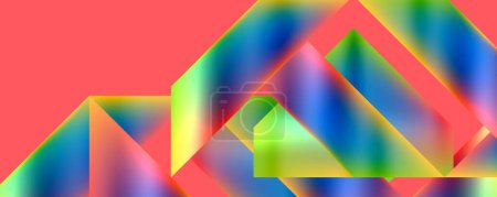 Illustration for A vibrant abstract background featuring triangles in electric blue and magenta on a red backdrop, showcasing symmetry, patterns, and creative arts in graphics - Royalty Free Image