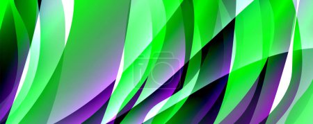 Téléchargez les illustrations : Une image générée par ordinateur présentant un mélange vibrant de teintes et de nuances de vert, violet, magenta et bleu électrique. Le fond abstrait ressemble à une plante terrestre avec une sensation artistique - en licence libre de droit