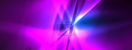 Ilustración de Una vibrante exhibición de colorido mientras las luces azules púrpura y eléctrica iluminan el fondo negro, creando un efecto visual fascinante que recuerda a un cielo colorido al atardecer. - Imagen libre de derechos