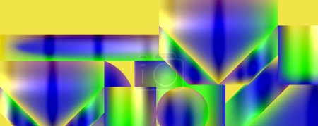 Ilustración de Una imagen generada por computadora con un patrón geométrico colorido con círculos azules eléctricos sobre un fondo amarillo vibrante, que muestra simetría y arte en tecnología gráfica - Imagen libre de derechos
