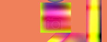 Illustration for A colorful and symmetrical pattern of tints and shades, including shades of pink, violet, magenta, and electric blue, on an orange background in a rectangular shape - Royalty Free Image