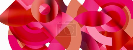 Ilustración de Un patrón de pétalos de color rosa y magenta dispuestos en varios tintes y tonos, que se asemejan a un sistema de ruedas automotrices. Arte de primer plano de diseño inspirado en plantas - Imagen libre de derechos