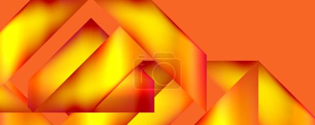 Illustration for A close up of a geometric pattern featuring yellow and red triangles on an orange background, creating a symmetrical and vibrant display of creative arts in shades of amber, peach, and tints - Royalty Free Image