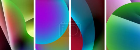 Téléchargez les illustrations : Un collage de quatre images colorées avec un arc-en-ciel de couleurs. Haute qualité - en licence libre de droit