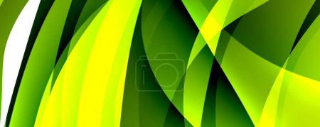 Téléchargez les illustrations : Une macro photographie d'un motif symétrique de teintes vertes et jaunes et de nuances ressemblant à une plante terrestre, avec des notes de bleu électrique, créant un fond abstrait - en licence libre de droit