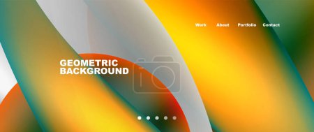 Ilustración de Un fondo geométrico parecido a un arco iris con tintes de naranja y azul eléctrico, inspirado en la iluminación automotriz y los sistemas de ruedas - Imagen libre de derechos
