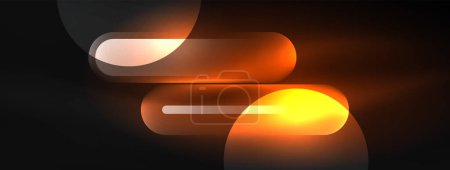 Illustration for A close up of two glowing amber automotive lighting pills on a black background, resembling street lights at night. The heat from the gas creates a beautiful tint against the dark sky - Royalty Free Image